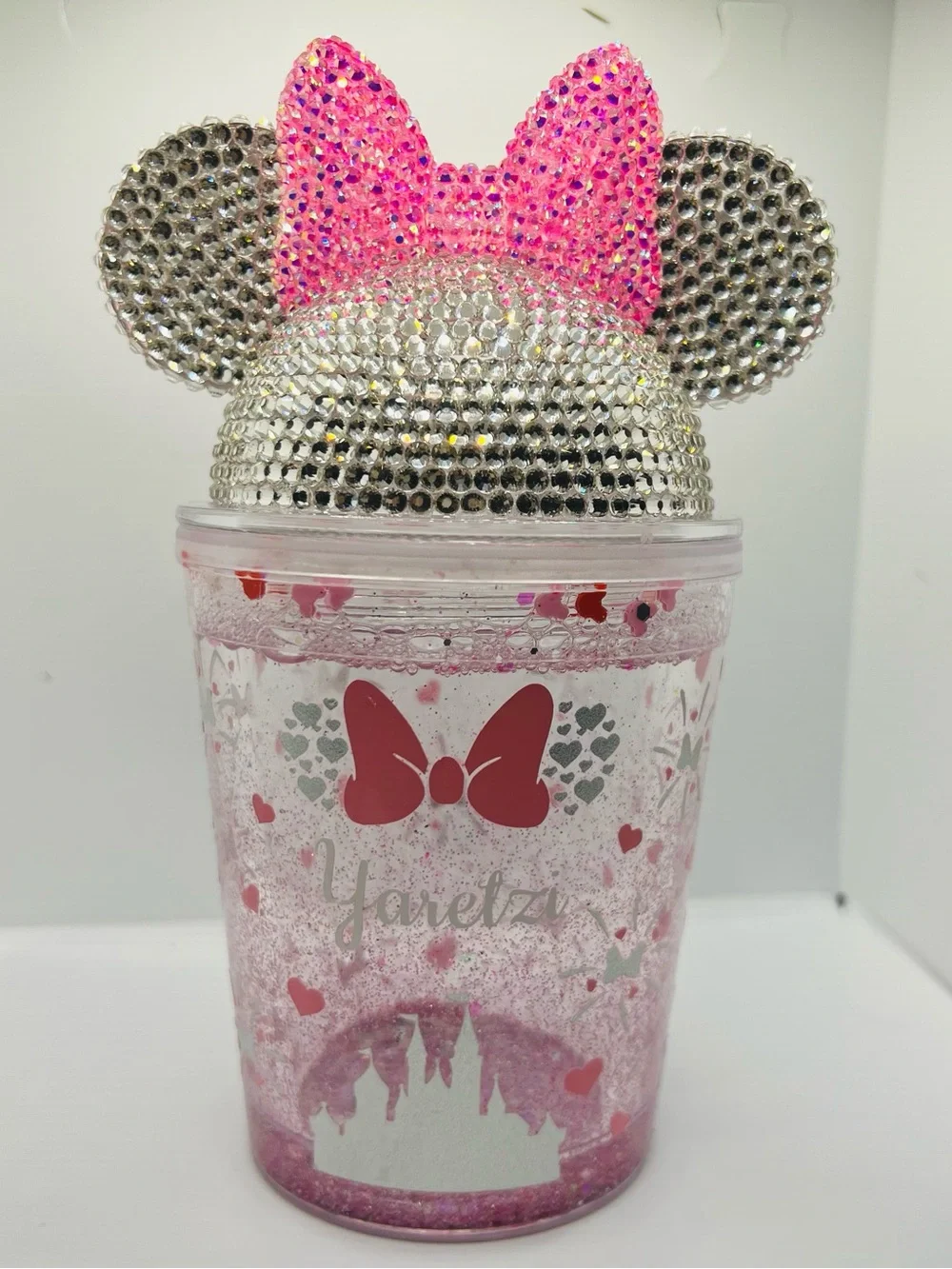 Minnie rhinestone lids for acrylic cups